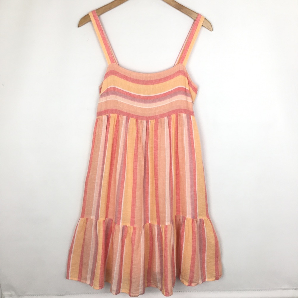 Rails Sadie Dress NEW in Azalea Stripe Peach Pink Linen Blend Women’s Size XS - Picture 2 of 16